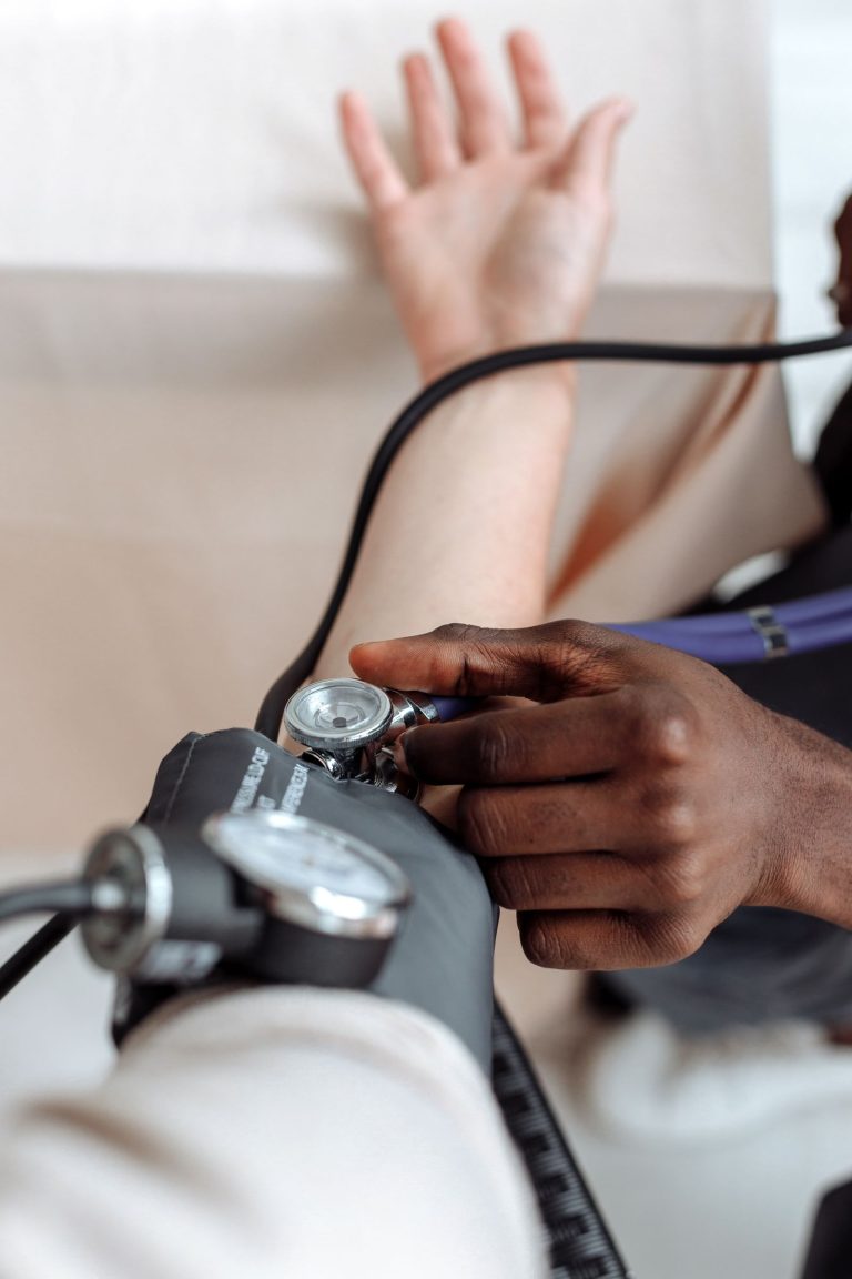 Blood pressure check during a primary care visit at Mediversity in Turnersville, NJ